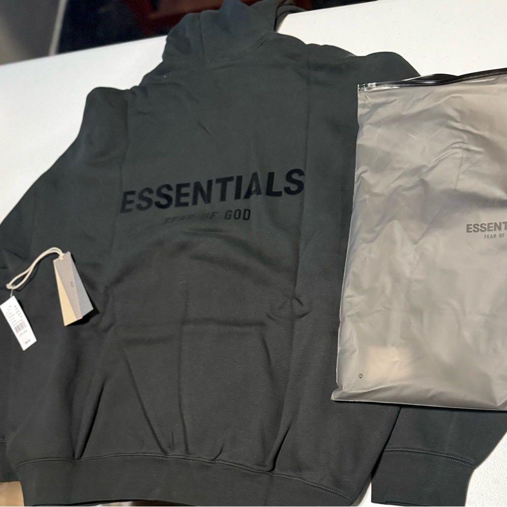 Essentials Black Hoodie with Logo